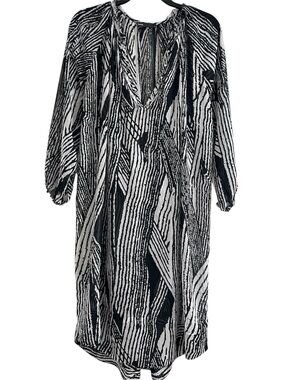 Antik Batik Black and White Printed Midi Dress